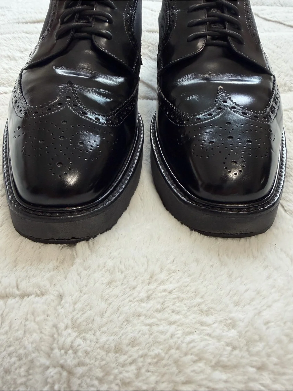 $1,150 Prada Men's Black Leather Platform Oxford Chunky Sole Brogues 11 12